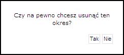 Przykładowy ekran usuwania okresu