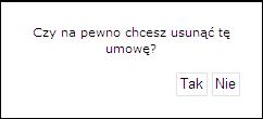 Przykładowy ekran kasowania umowy